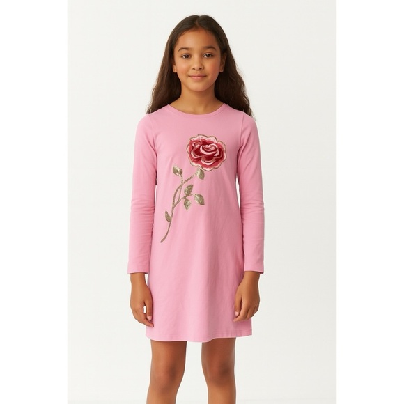 Kate Spade Girls Bubblegum Pink Embroidered Rose Dress - Picture 1 of 11